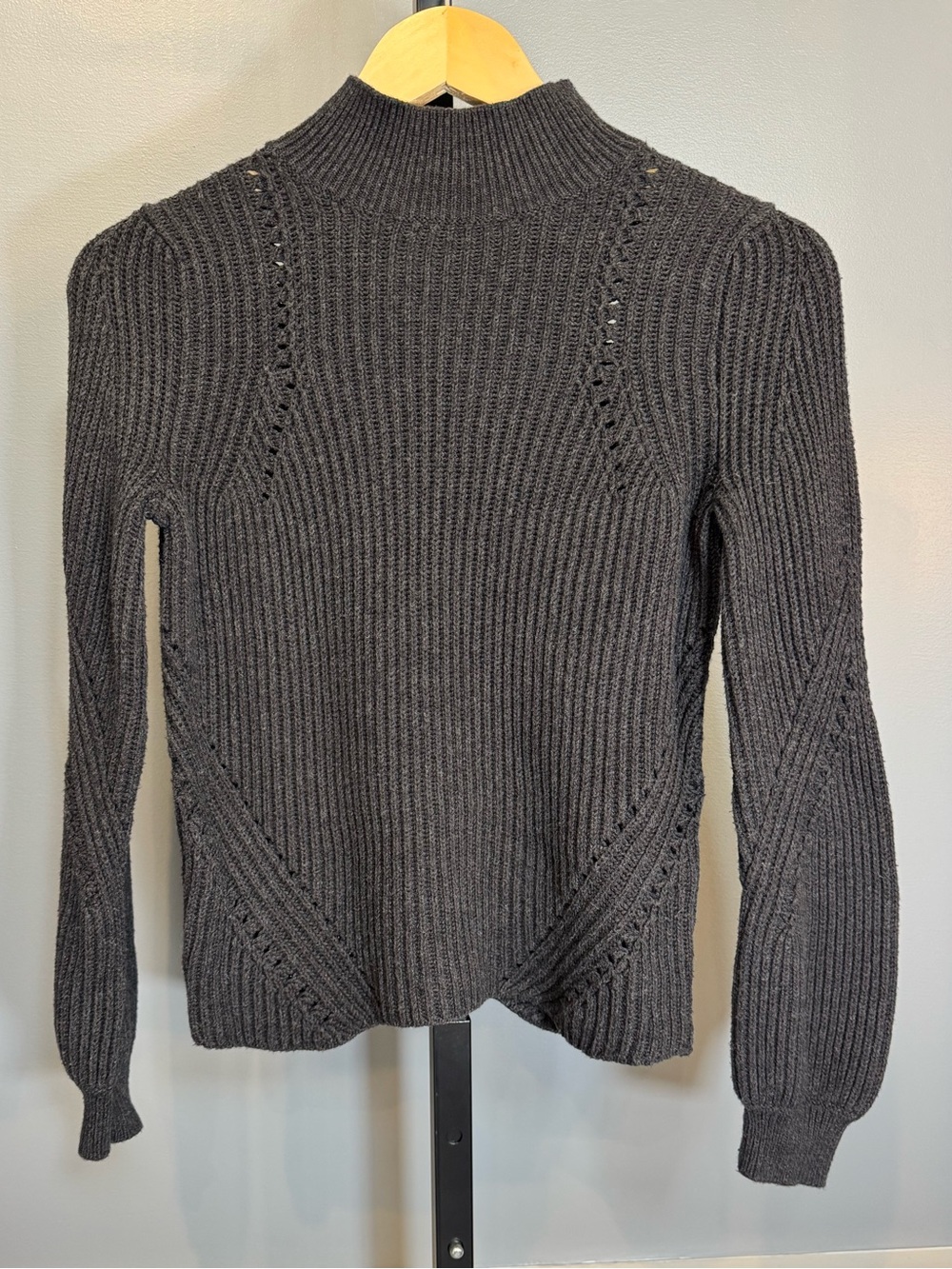 Marine Layer Erin Turtleneck Sweater Gray Ribbed Wool Blend XS